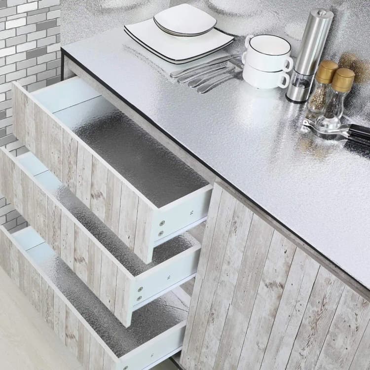 COWINLIFE DECO Silver Furniture Foil Texture Easy-Clean Waterproof Film Protective Aluminum Home Decor Cabinet Film Wallpaper Rolls detail 4