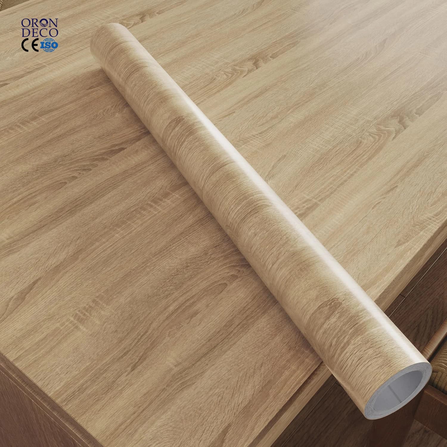 COWINLIFE DECO Wood Texture Thickening 3D Wall Stickers Peel and Stick Paper Home Decor PVC Self-Adhesive Wallpaper Rolls for Kitchen