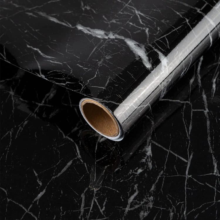 COWINLIFE DECO 3D Glossy Black Marble Sticker Contact Paper Peel and Stick Wallpaper Rolls Room Decoration Items Marble Coffee Table detail 1