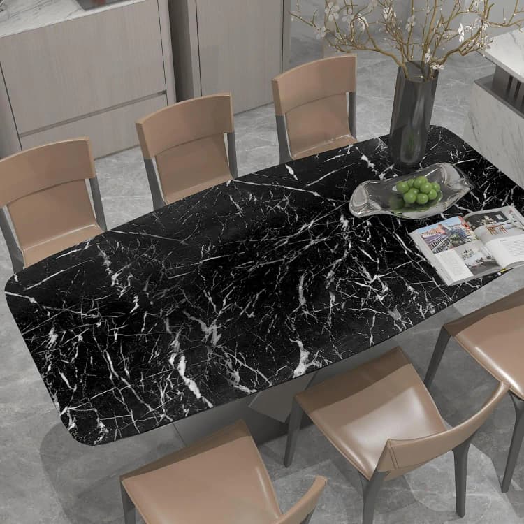COWINLIFE DECO 3D Glossy Black Marble Sticker Contact Paper Peel and Stick Wallpaper Rolls Room Decoration Items Marble Coffee Table detail 4