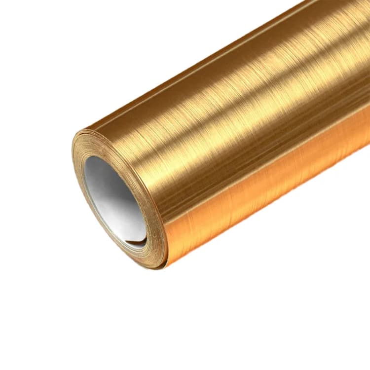 COWINLIFE DECO Waterproof Vinyl Stainless Gold Metal Peel and Stick Wall Paper Adhesive Pvc Wallpaper for Refrigerator Kitchen detail 1