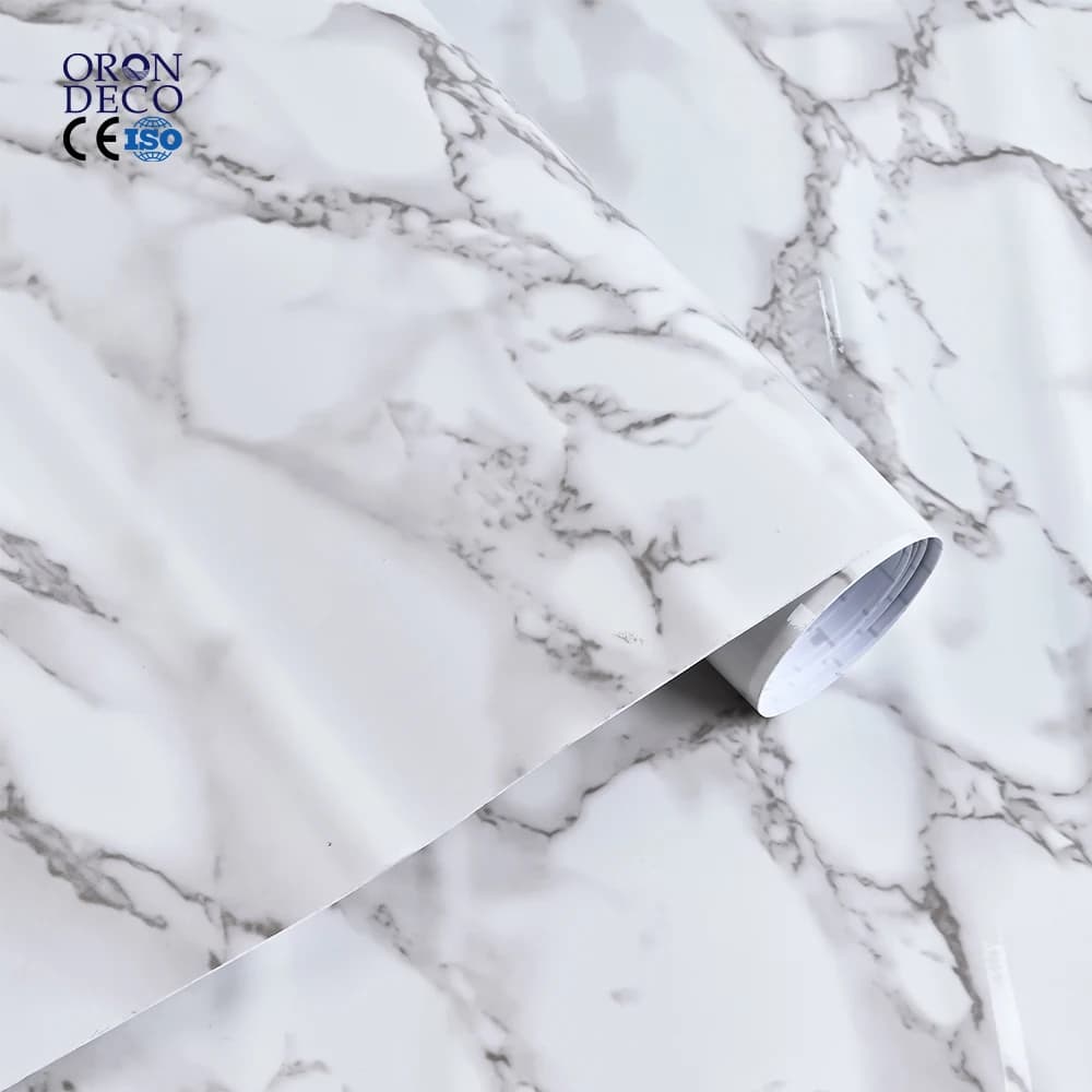 COWINLIFE Glossy Marble Sticker 3d Wallpaper Rolls Waterproof Counter Top Cover Peel and Stick Pvc Adhesive Room Decoration Items