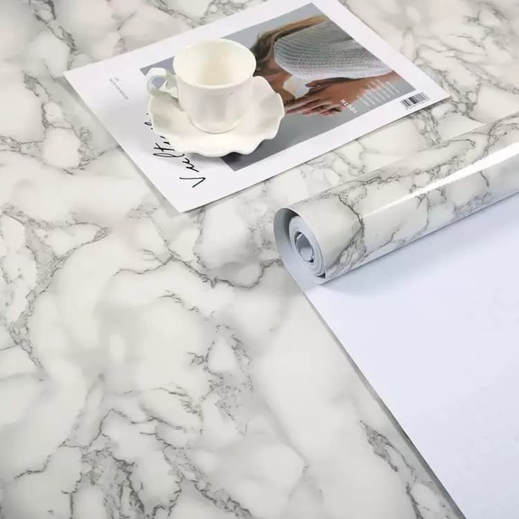 COWINLIFE Glossy Marble Sticker 3d Wallpaper Rolls Waterproof Counter Top Cover Peel and Stick Pvc Adhesive Room Decoration Items detail 4