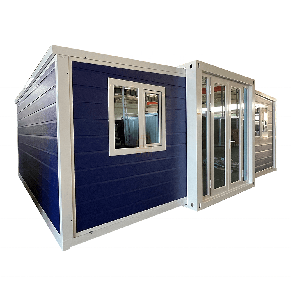 20ft Expandable Container House Luxury Custom Royal Blue Metal Carved Panels   2 Bedrooms 1 Bathroom 1 Kitchen 3
