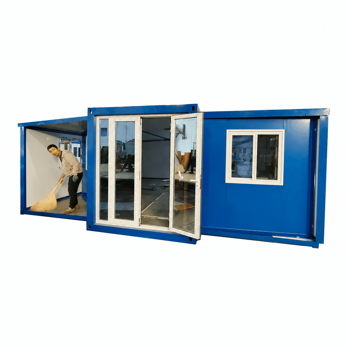 20ft Expandable Container House Affordable Custom Blue Prefab House with 2 Bedrooms 1 Kitchen and 1bathroom 1