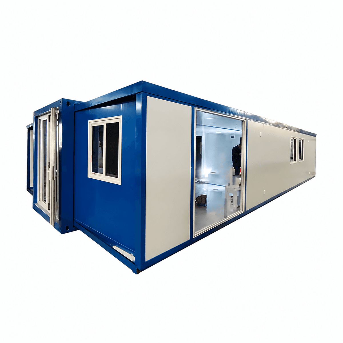 20ft Expandable Container House Affordable Custom Blue Prefab House with 2 Bedrooms 1 Kitchen and 1bathroom 5