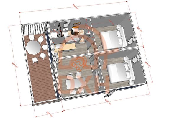 2 Bedroom Container Home Floor Plans