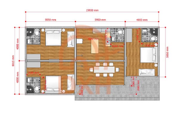 3 Bedroom Container Home Floor Plans