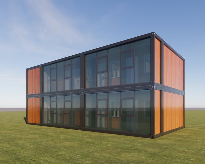 Fashion Prefab House Design Glass Front Office