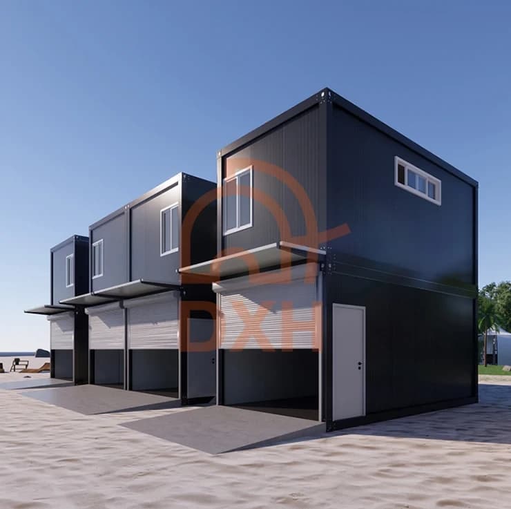 Low Cost Portable Easy Assembly Prefab Two Story Flat Pack Homes with garage 1