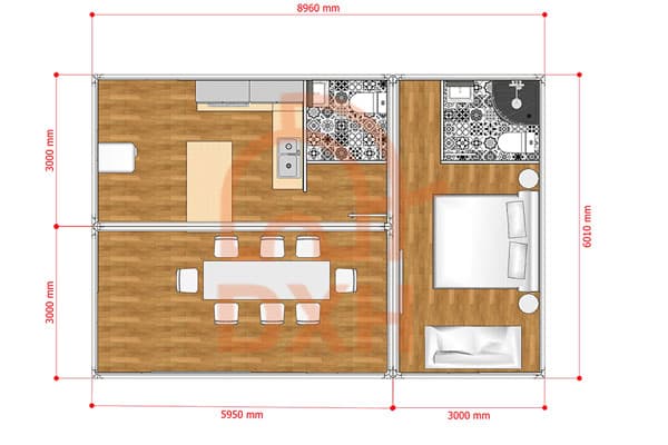 1 Bedroom Container Home Floor Plans