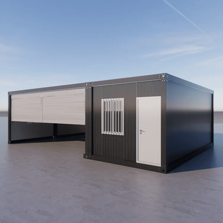 Movable Prefab Container Flat Pack House With Garage 3