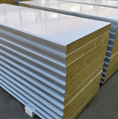 Lightweight Prefab Fire-proof Sound Proof Rock Wool Sandwich Wall Panel For External Wall