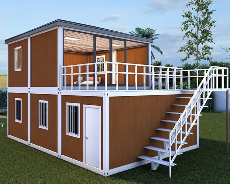 Wooden color residence prefab house