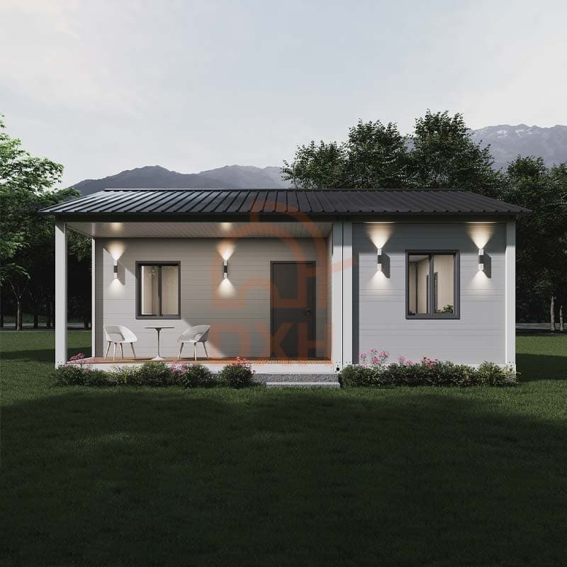 Light Gray One-Bedroom Prefab House