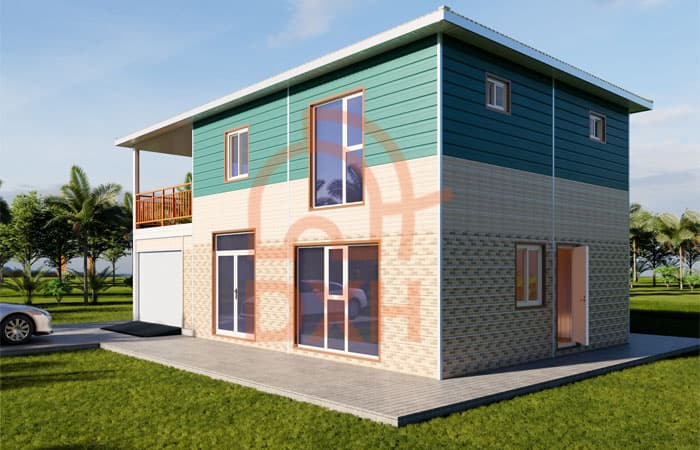 2-story Flat Pack Container House with Garage