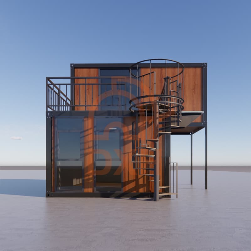 Classic wood grain design prefabricated container house 11