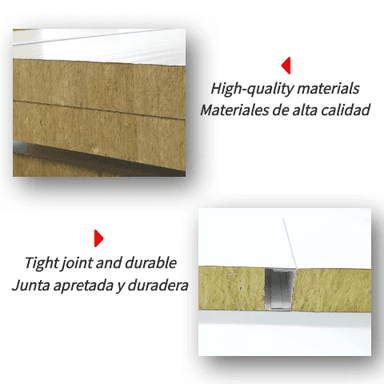 Lightweight Prefab Fire-proof Sound Proof Rock Wool Sandwich Wall Panel For External Wall 3