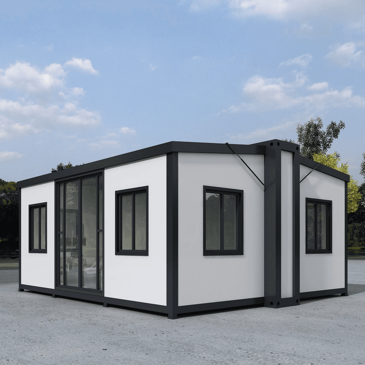 Small 20ft Expandable Container House Open Rooms 26sqm Steel Structure Portable Prefabricated  House From Factory 6 Units In One Container