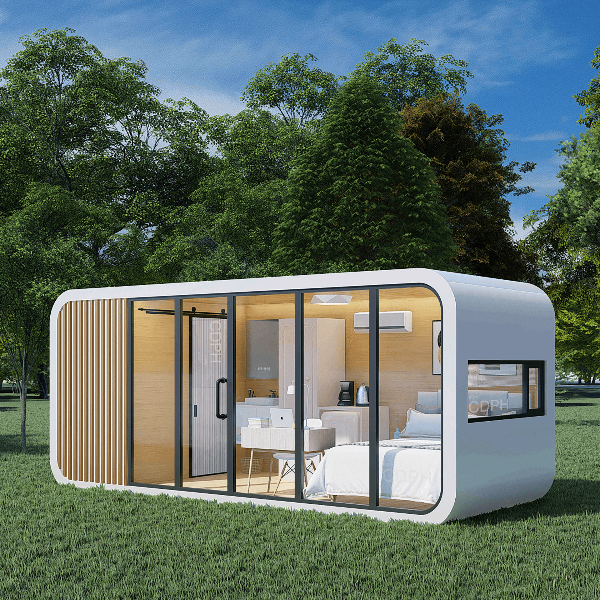 20ft 40ft Modular Prefab Tiny Homes Container Office Portable Apple Home Pod Movable Apple Cabin 5