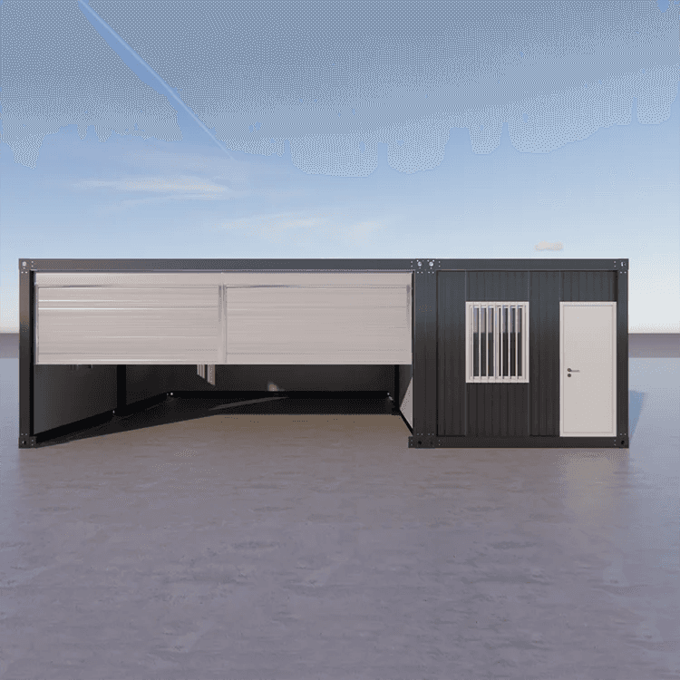Movable Prefab Container Flat Pack House With Garage 2