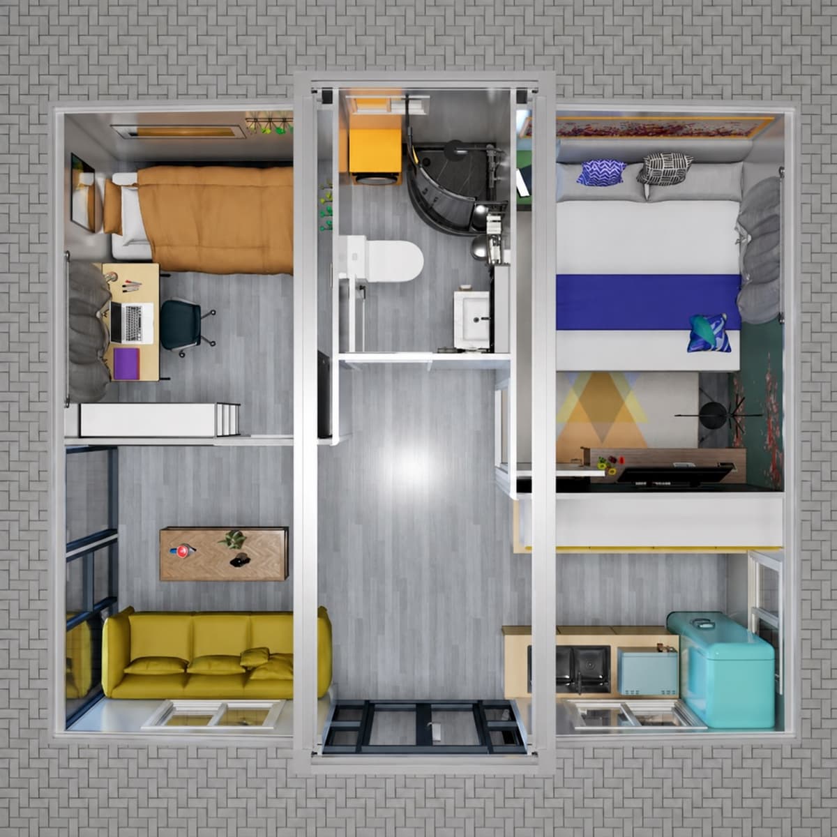 Cowinlife luxury 20ft expandable container house with 2 bedrooms 1 bathroom and Calcium silicate panels 11