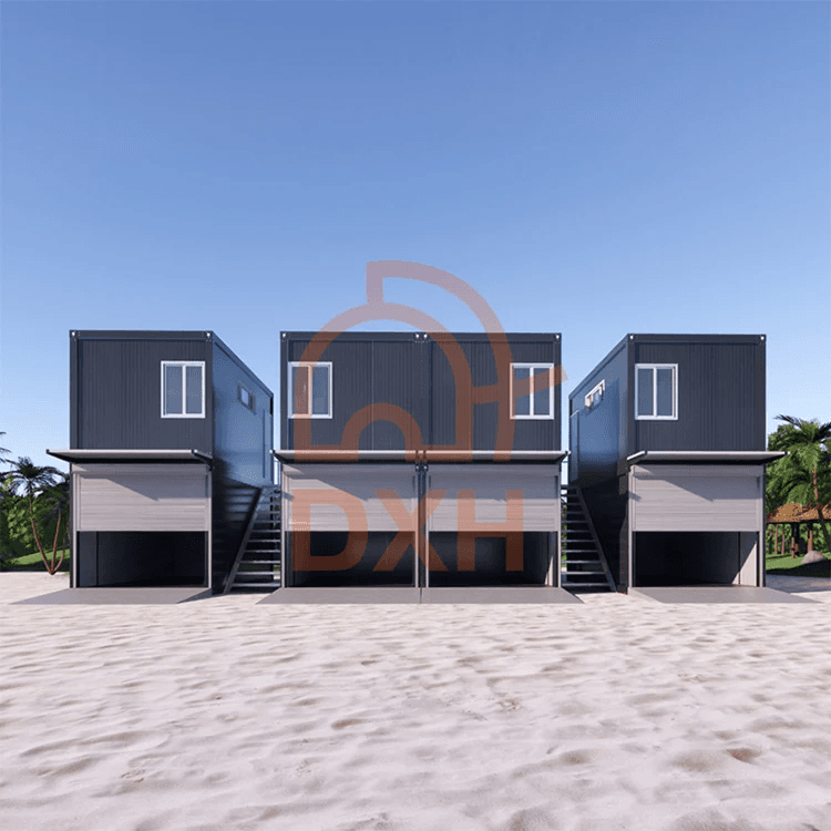 Low Cost Portable Easy Assembly Prefab Two Story Flat Pack Homes with garage 3