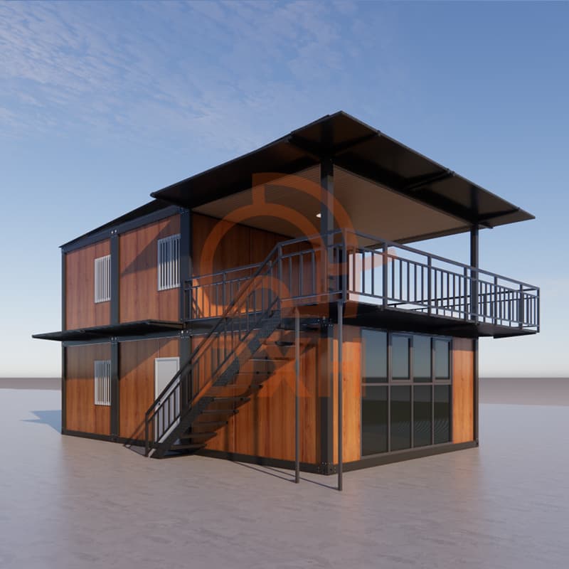 Classic wood grain design prefabricated container house 9