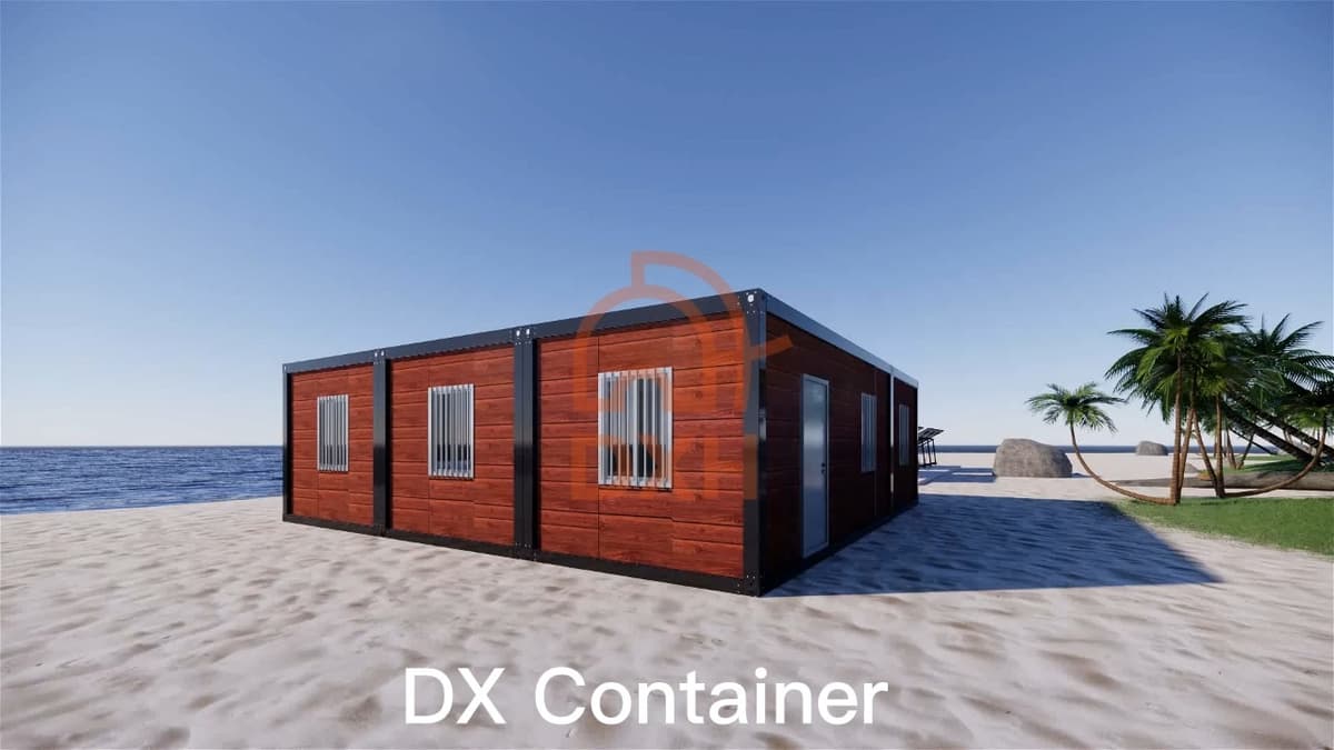 A container house office with storage