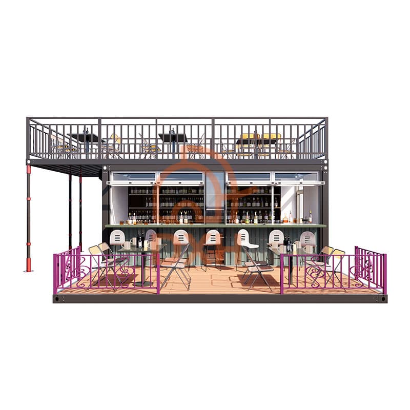 Two-Story Container Bar with Rooftop Terrace