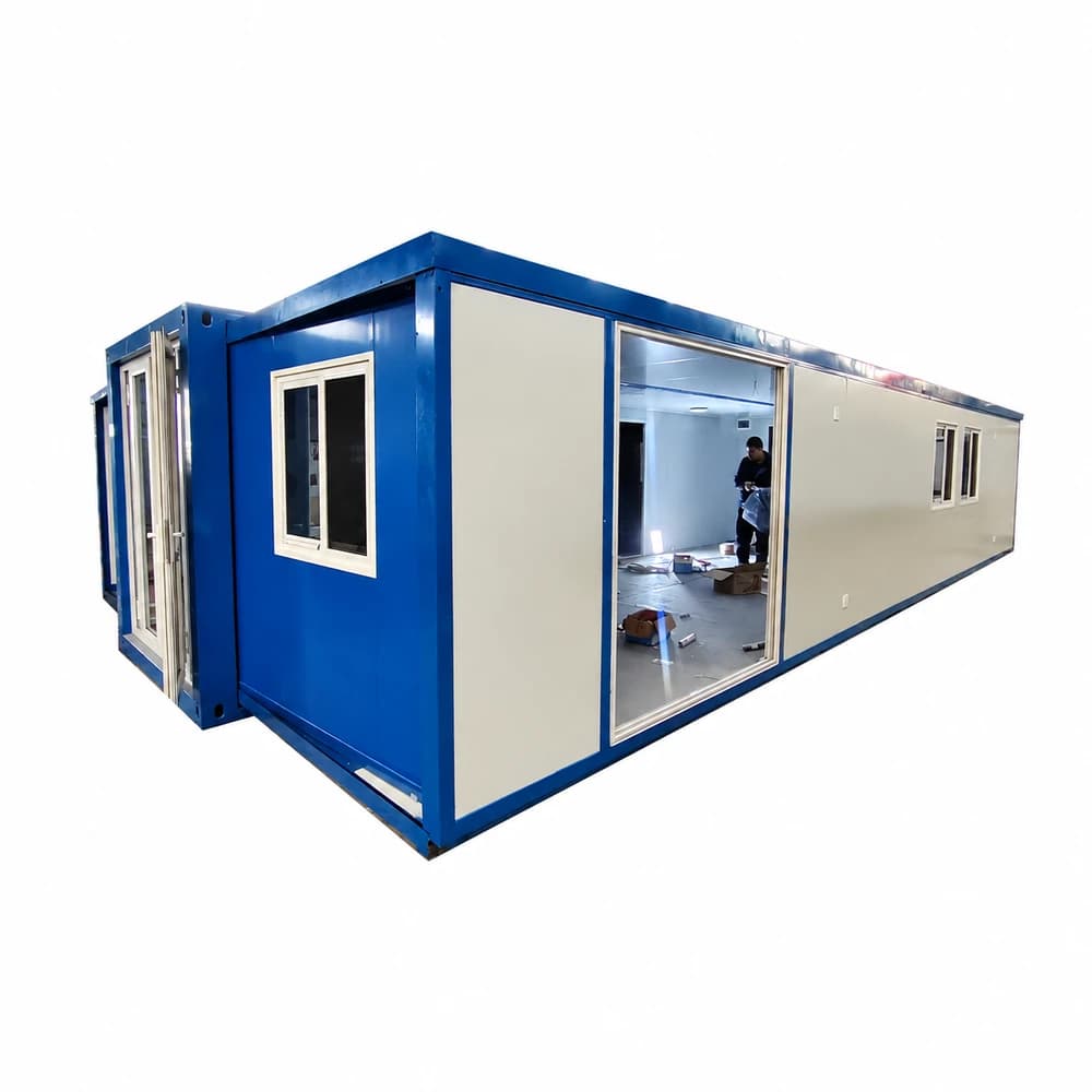 20ft Expandable Container House Affordable Custom Blue Prefab House with 2 Bedrooms 1 Kitchen and 1bathroom 6