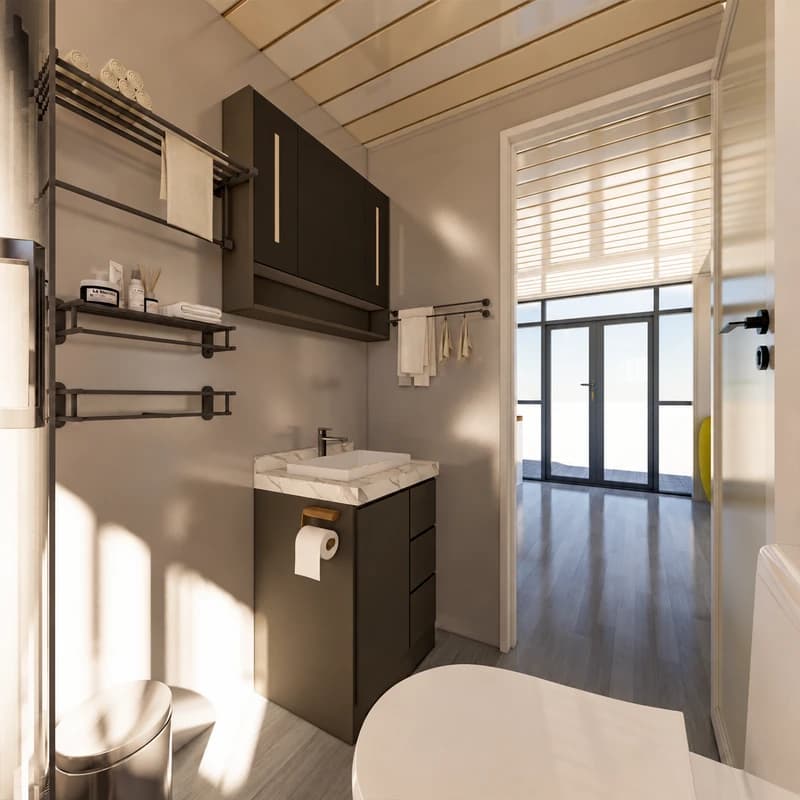 Cowinlife luxury 20ft French style expandable container house with 2 bedrooms 1 bathroom and 1 living room 6