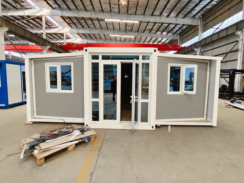 Cowinlife 20ft Light Gray luxury expandable container house with 2 bedrooms 1 bathroom and 1 kitchen