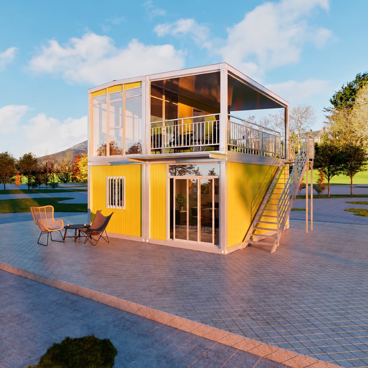 Modern Two-Story Container Home Villa