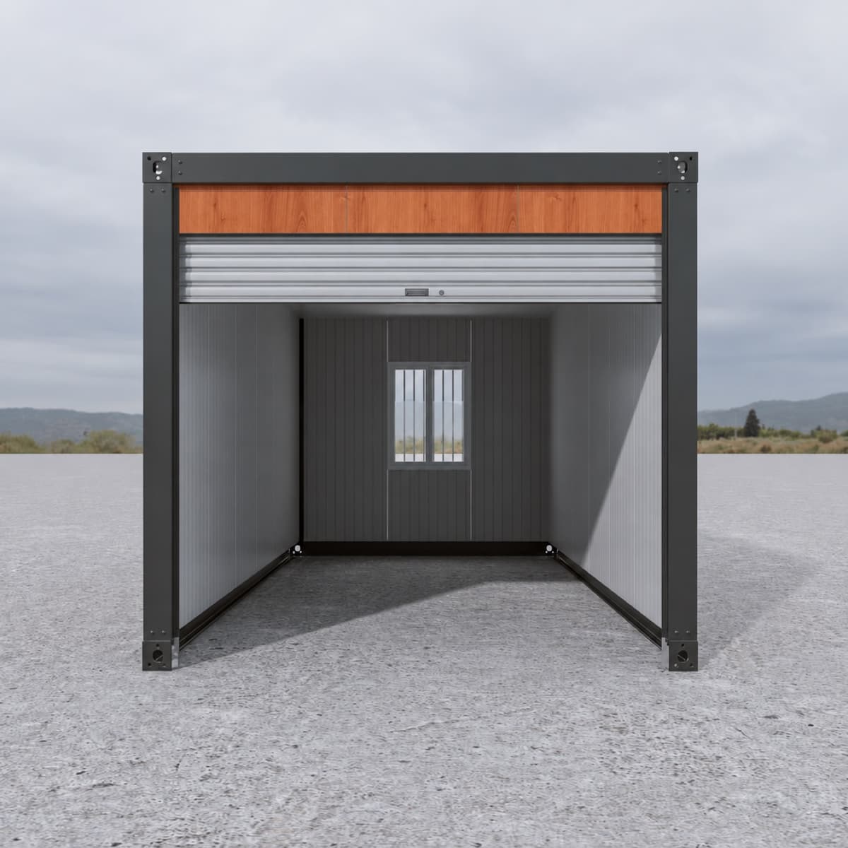Wood Grain Finish Container Garage