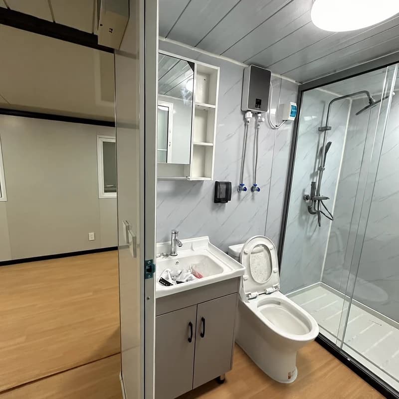 Cowinlife 20ft Teak color standard configuration expandable container house with 2 bedrooms 1 bathroom and 1 kitchen 7