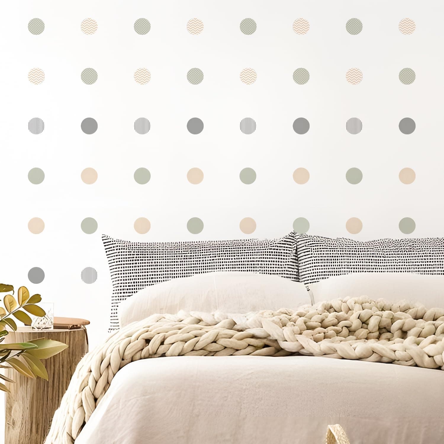 Boho Polka Dots Wall Decal Stickers Kids Toddler Bedroom Removable Circle Stickers Decor Nursery Livingroom Vinyl Waterproof Wall Decoration 6 Sheets