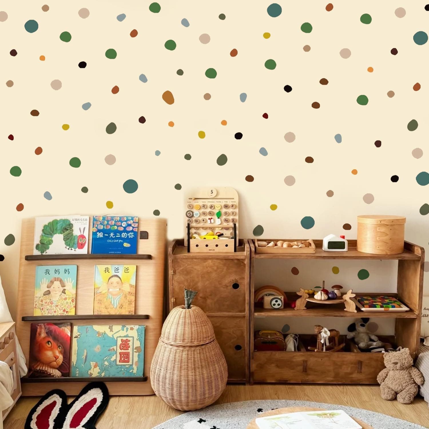 Polka Dots Wall Stickers Boho Irregular Decal Terrazzo Dots Wall Decor Kids Toddler Bedroom Removable Stickers Decor Nursery Livingroom Vinyl Waterproof Wall Decoration 6 Sheets