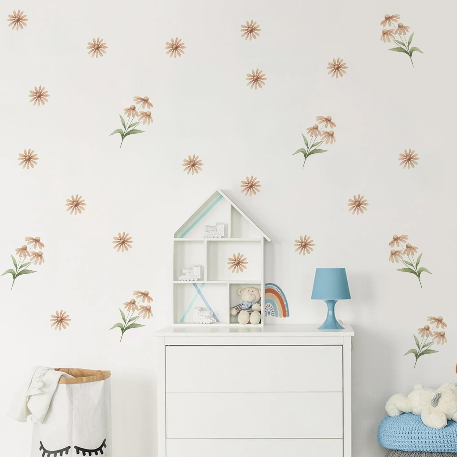 Boho Watercolor Nursery Wall Stickers Kid Room Wall Decals Removable DIY Decor PVC 4 Sheets, 8.27*11.02inch