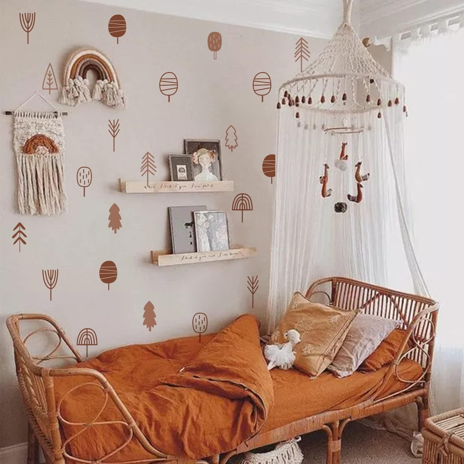 Boho Wall Stickers Girls Bedroom Removable Wall Decals Nursery Kids Room Decor Vinyl Murals DIY Cute Decorations 6 Sheets gallery image 6