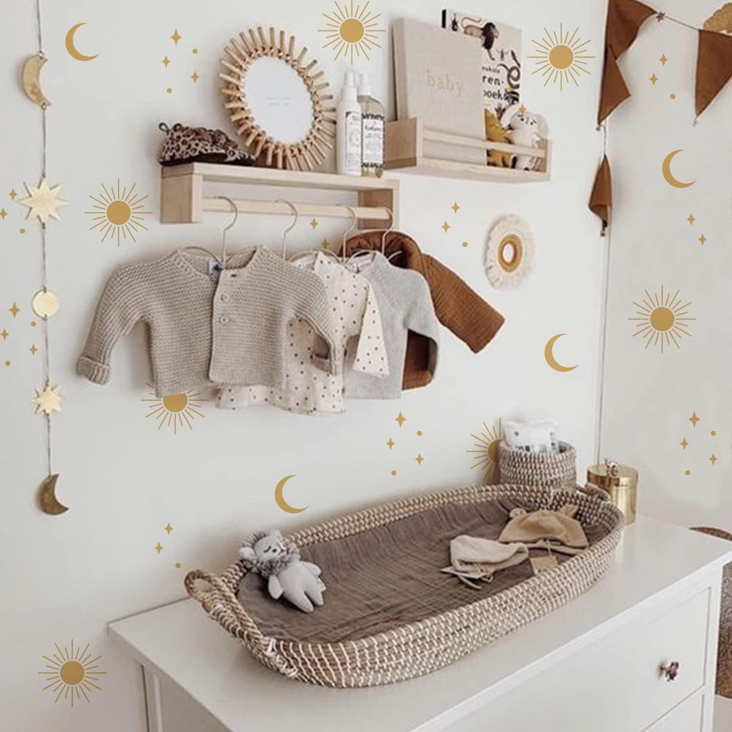 Nursery Wall Stickers Boho Kids Room Decor Girls Bedroom Removable Wall Decals Vinyl Murals DIY Cute Decorations 12 Sheets gallery image 2