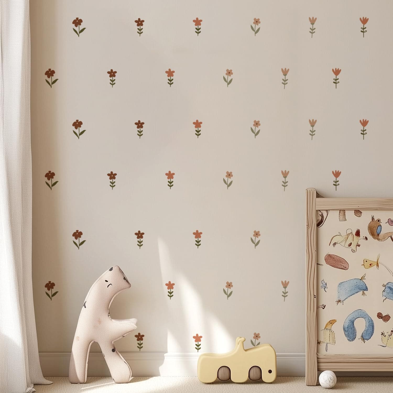 Boho Wall Stickers Girls Bedroom Removable Wall Decals Nursery Kids Room Decor Vinyl Murals DIY Cute Decorations 6 Sheets gallery image 3