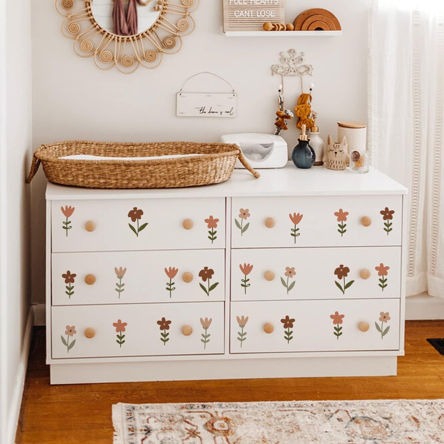 Boho Wall Stickers Girls Bedroom Removable Wall Decals Nursery Kids Room Decor Vinyl Murals DIY Cute Decorations 6 Sheets gallery image 7