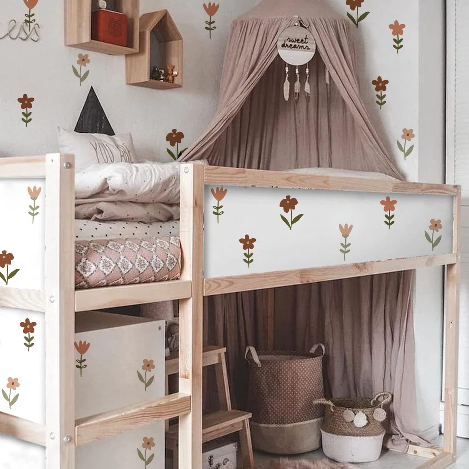 Nursery Wall Stickers Boho Kids Room Decor Girls Bedroom Removable Wall Decals Vinyl Murals DIY Cute Decorations 12 Sheets gallery image 5
