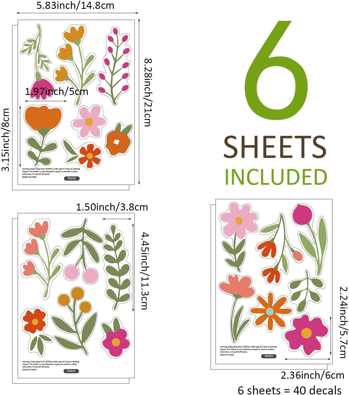 Boho Wall Stickers Girls Bedroom Removable Wall Decals Nursery Kids Room Decor Vinyl Murals DIY Cute Decorations 6 Sheets gallery image 5