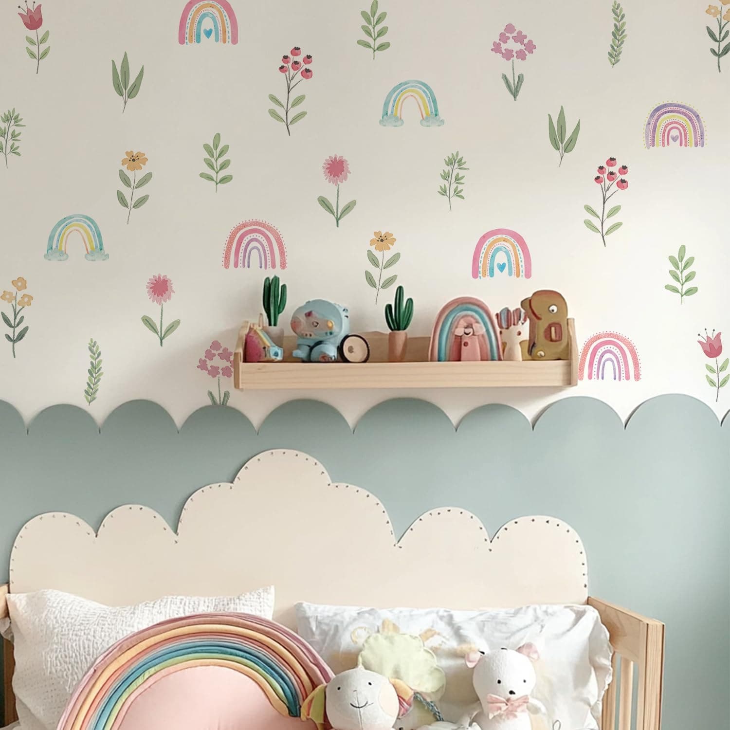 Nursery Wall Stickers Boho Kids Room Decor Girls Bedroom Removable Wall Decals Vinyl Murals DIY Cute Decorations 12 Sheets gallery image 2