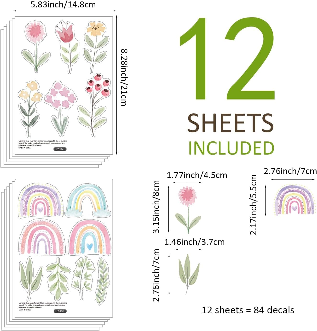 Nursery Wall Stickers Boho Kids Room Decor Girls Bedroom Removable Wall Decals Vinyl Murals DIY Cute Decorations 12 Sheets gallery image 8
