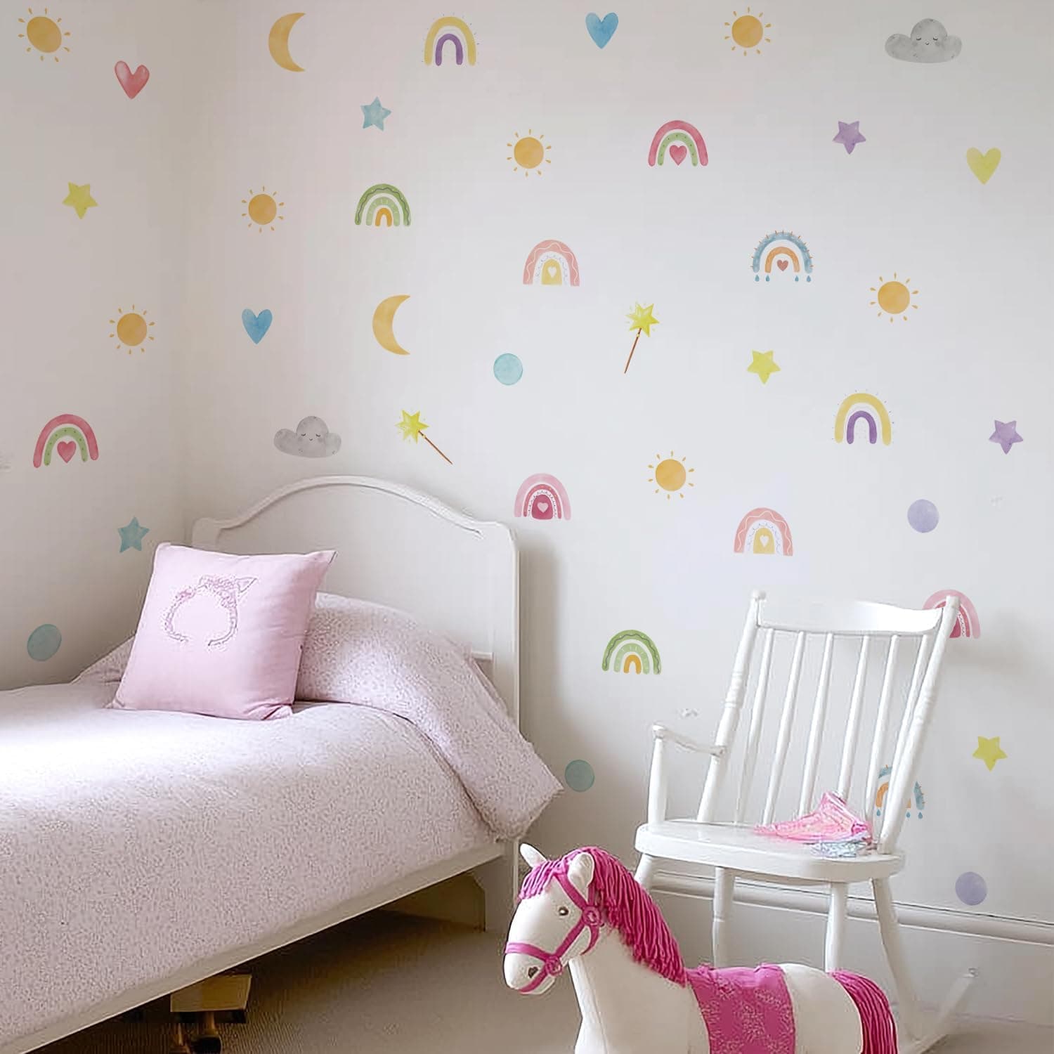 Nursery Wall Stickers Boho Kids Room Decor Girls Bedroom Removable Wall Decals Vinyl Murals DIY Cute Decorations 12 Sheets gallery image 3