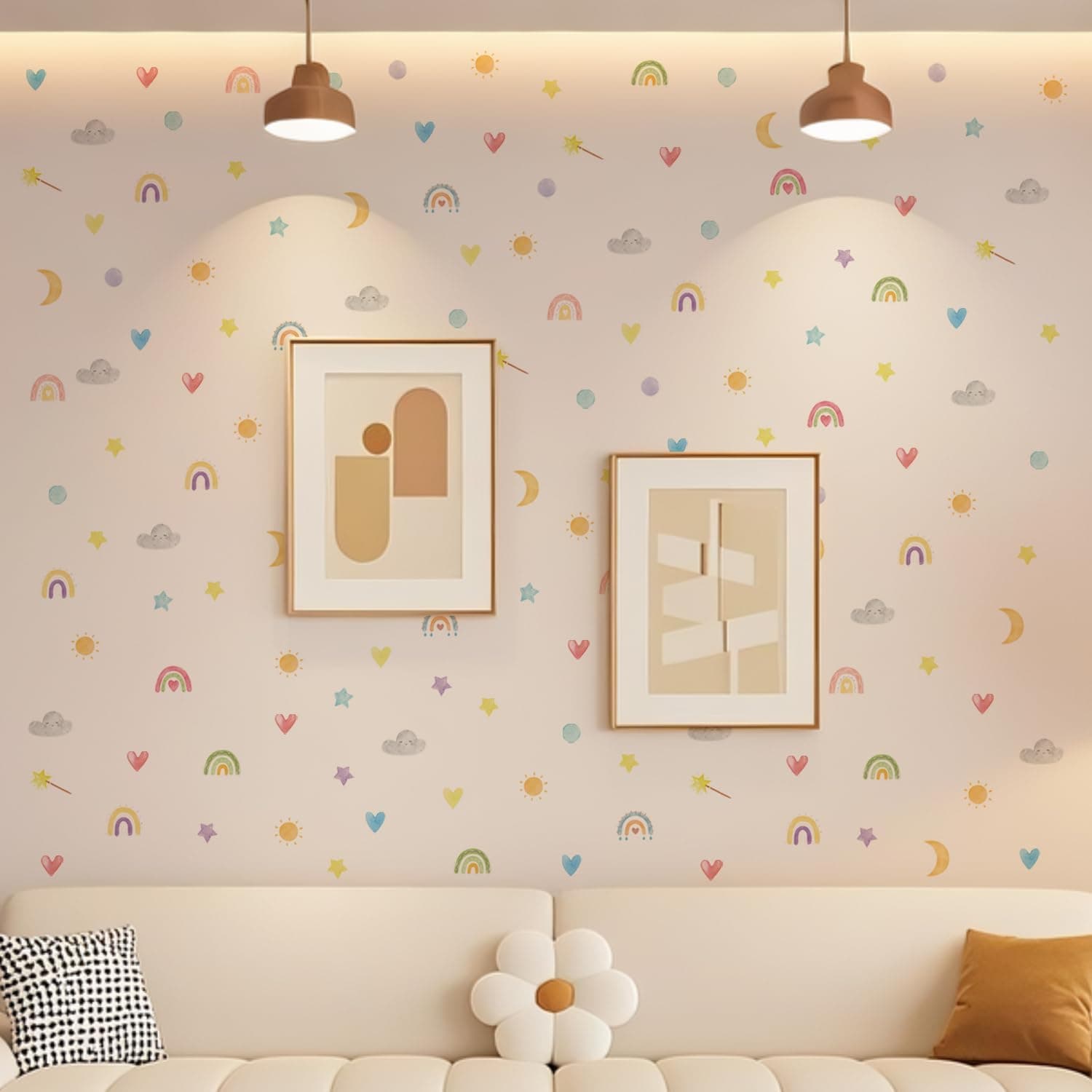 Nursery Wall Stickers Boho Kids Room Decor Girls Bedroom Removable Wall Decals Vinyl Murals DIY Cute Decorations 12 Sheets gallery image 5
