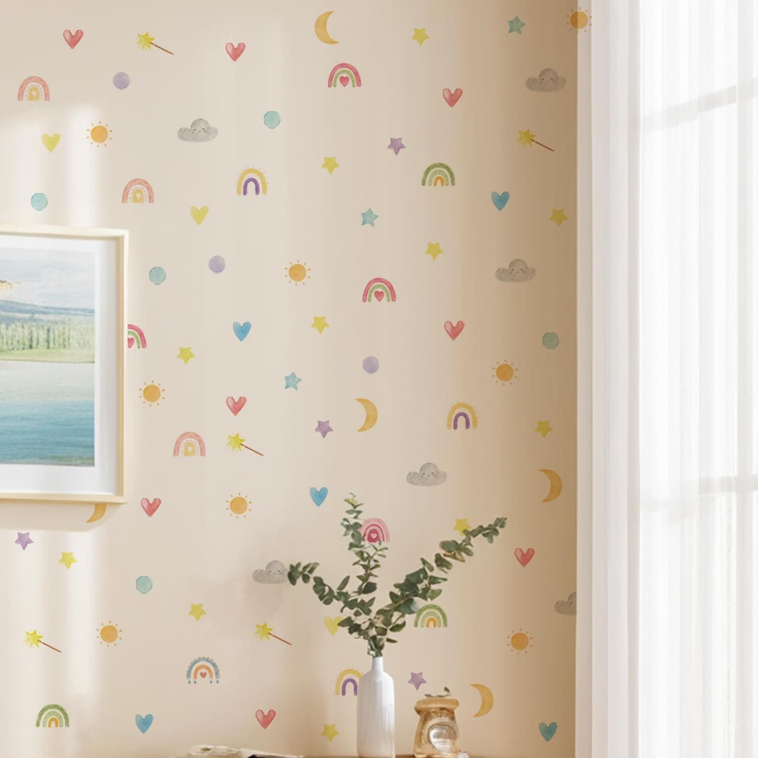 Nursery Wall Stickers Boho Kids Room Decor Girls Bedroom Removable Wall Decals Vinyl Murals DIY Cute Decorations 12 Sheets gallery image 7